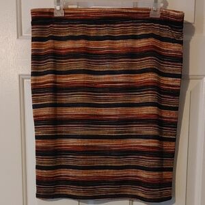 Melissa Paige Striped Mini Pencil Skirt Women's Large Lined Metallic Gold